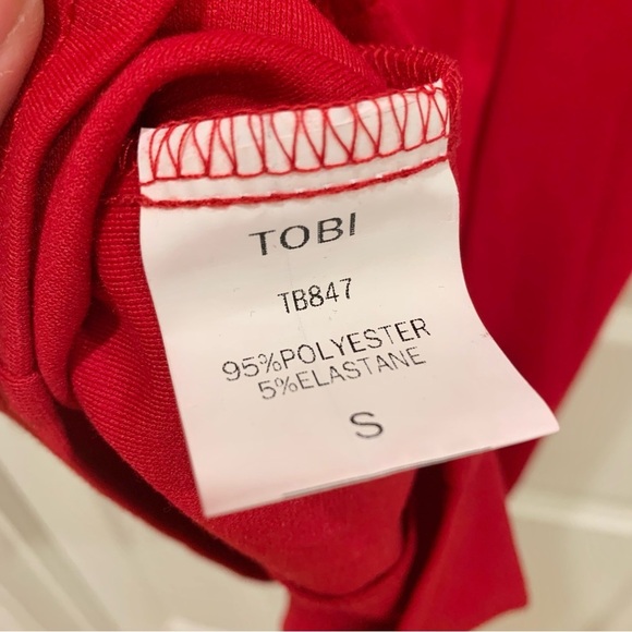 ❤️ Toby Red Low Cut V-Neck Notched Fitted Bodycon Mini Dress - Picture 7 of 7